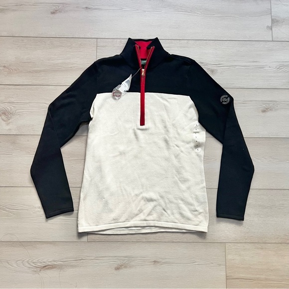 Lauren Ralph Lauren Cotton Knit Quarter Zip Sweater Size Large - Picture 1 of 3